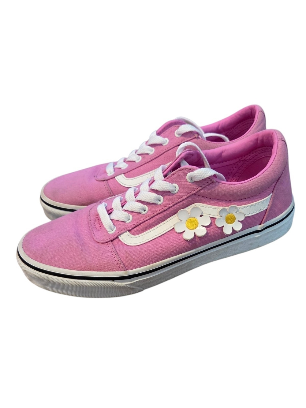 Vans Ward Pink Low-Top Daisy Canvas Sneakers